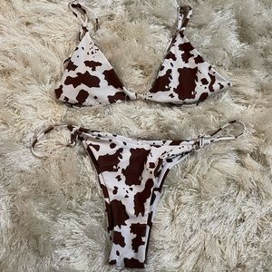Amazon dark brown cow print bikini